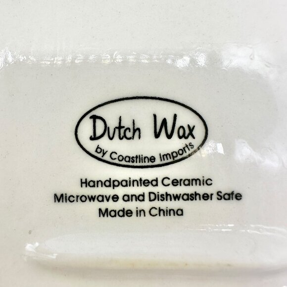 Dutch Wax Handpainted Ceramic Covered Butter Dish Square Yellow Colorful Vibrant - Picture 4 of 11